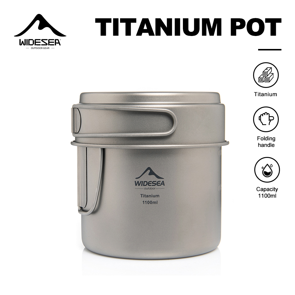 Camping Outdoor Cooking Equipment - Widesea Ultralight Titanium Camping Pot 1100ml