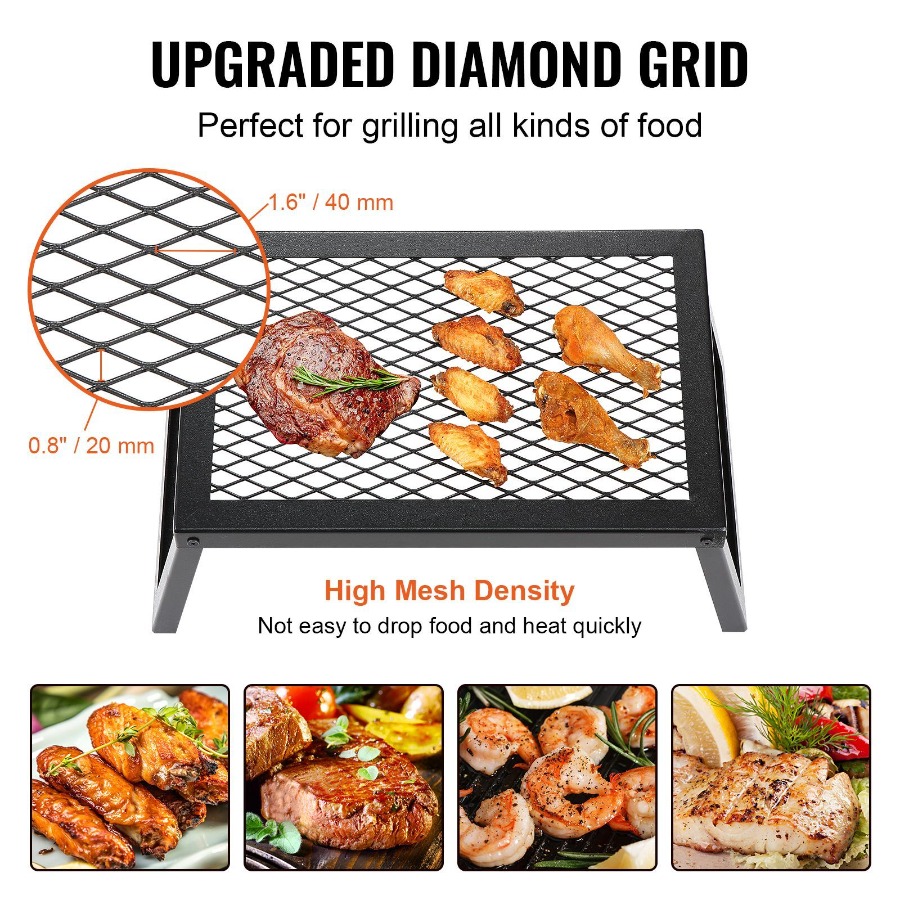 Camping Cooking Over Fire - Folding Campfire Grill Heavy Duty Steel
