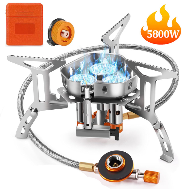 Camping Cooking No Gas - 5800W High-Power Camping Gas Stove, Windproof