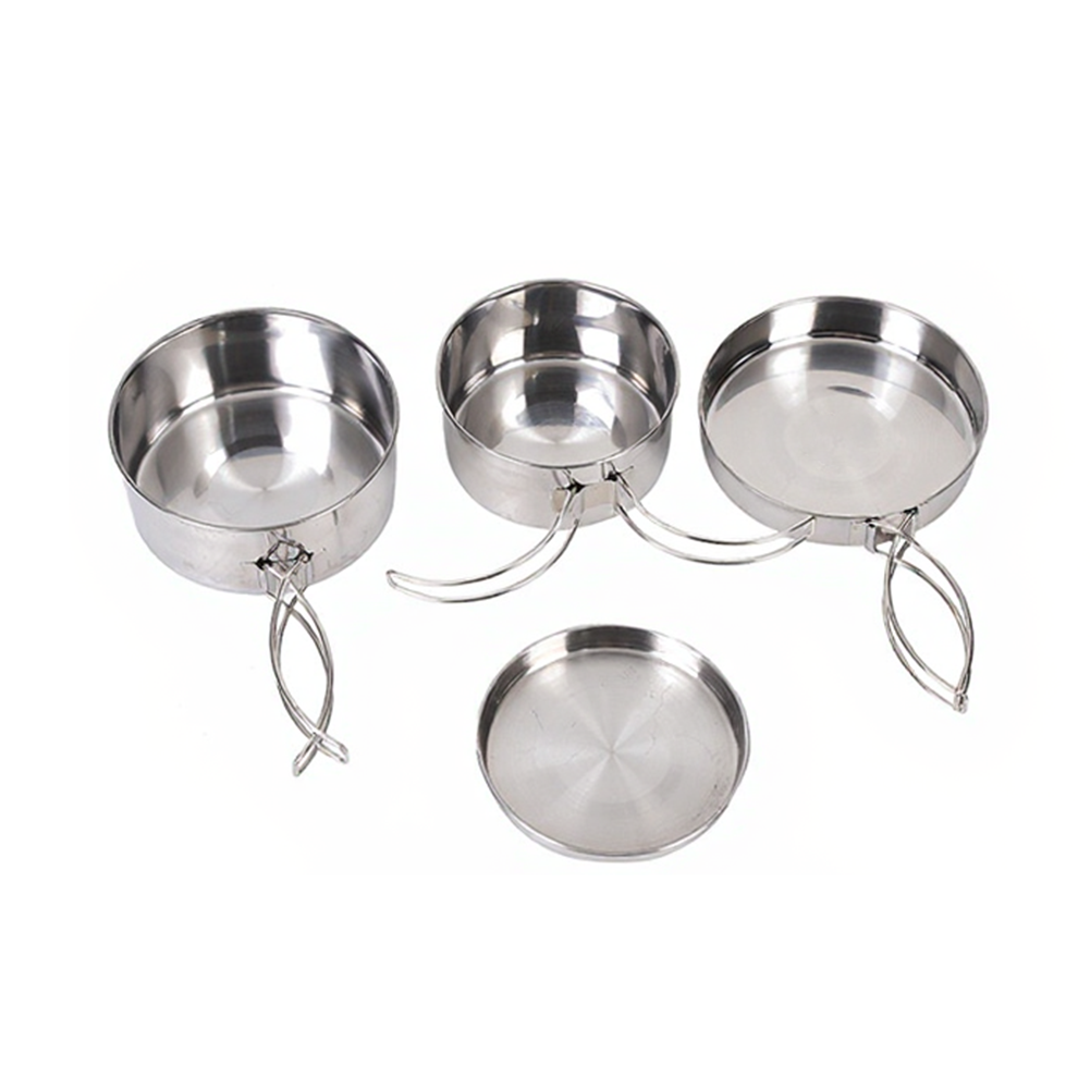 4-Piece Stainless Steel Outdoo - Nesting Camping Cooking Set 评论和价格