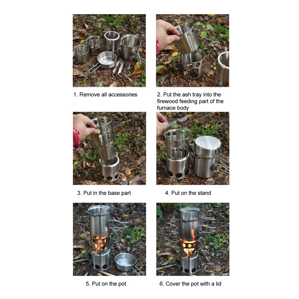 Stainless Steel Camping Cookwa - Camping Cooking Pot With Lid 评论和价格