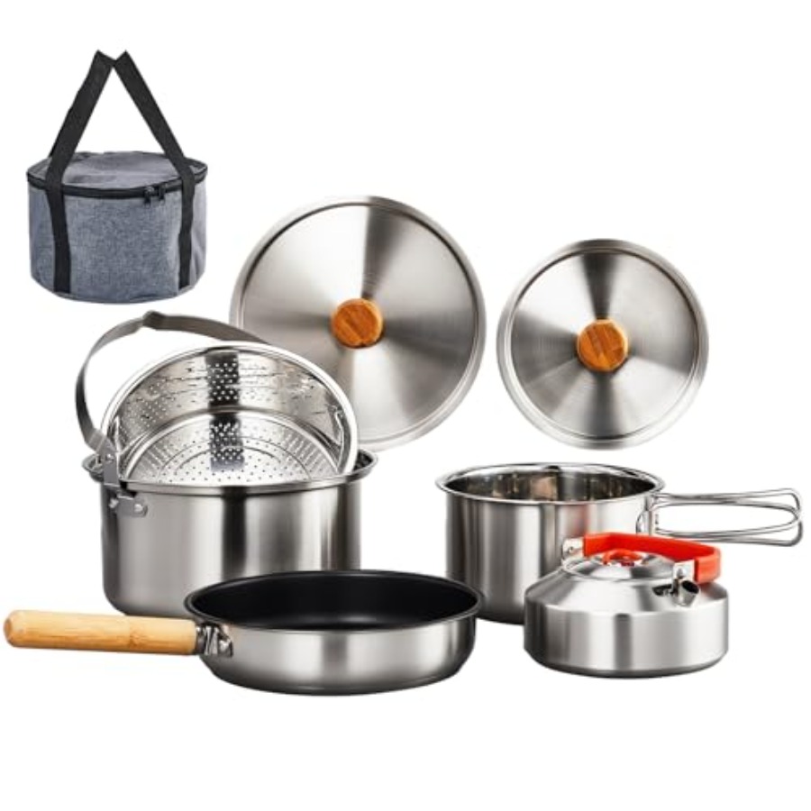 Camping Cookware Set, Lightwei - Nesting Camping Cooking Set 评论和价格