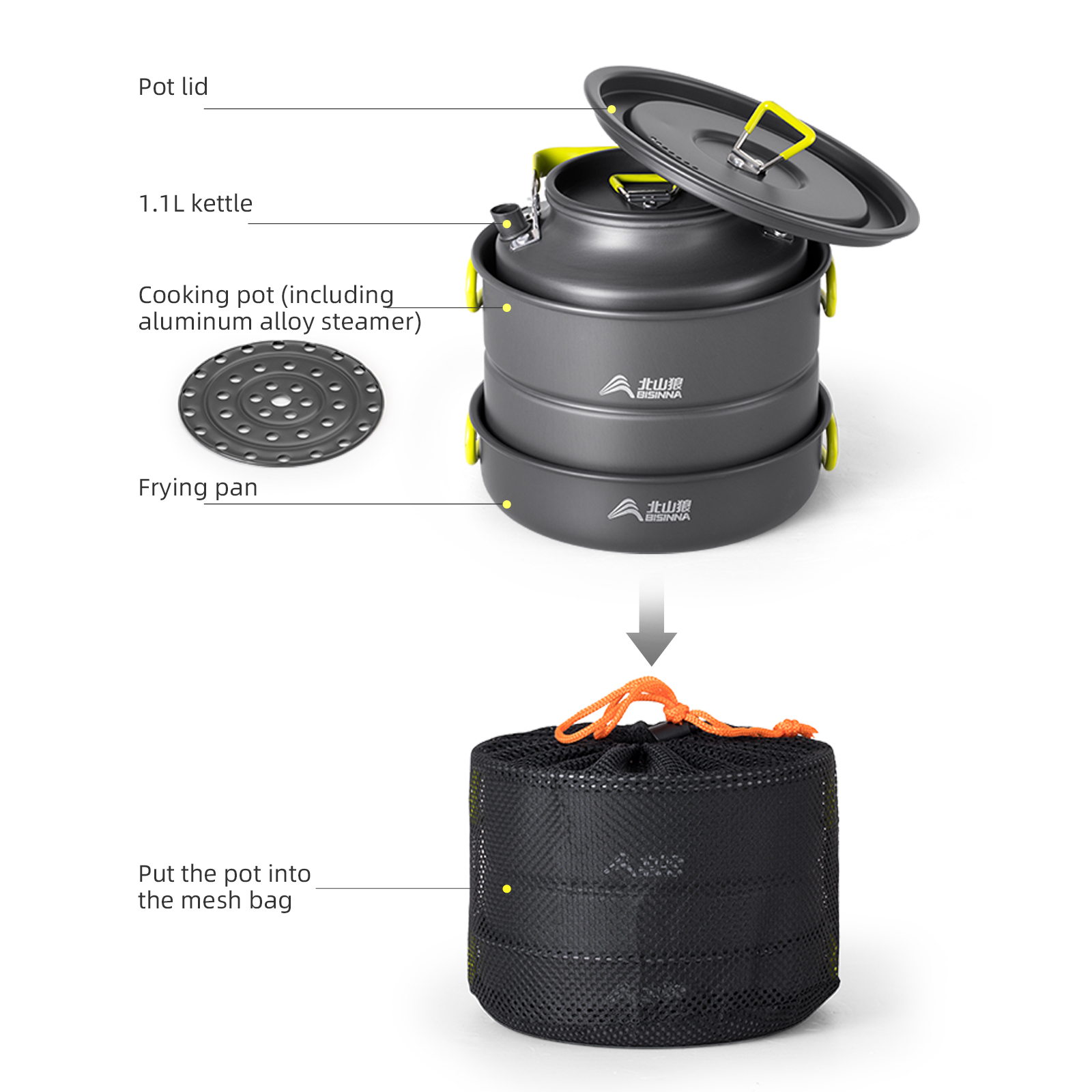 BISINNA Camping Cookware Set A - Nesting Camping Cooking Set 评论和价格