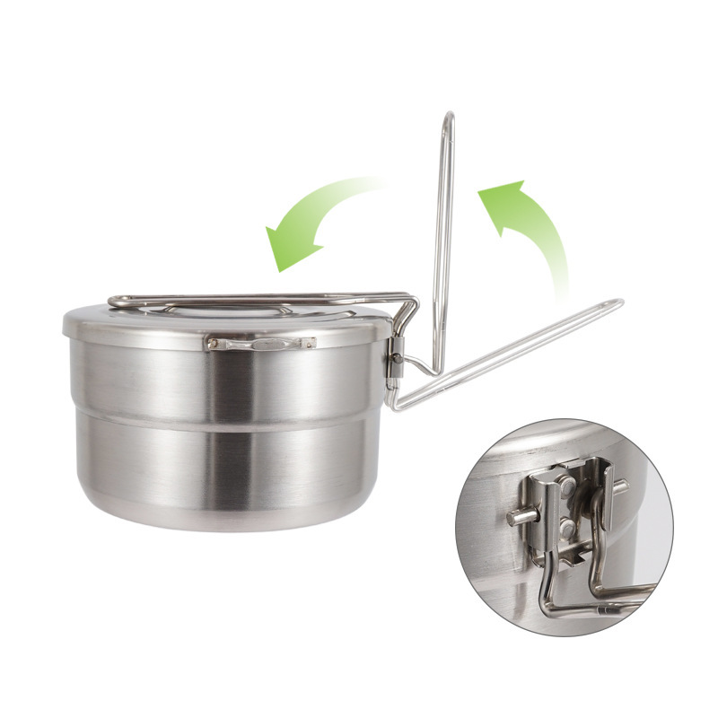 Outdoor Stainless Steel Cookin - Camping Cooking Pot With Lid 评论和价格