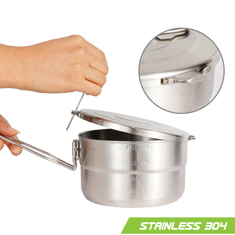 Outdoor Stainless Steel Cookin - Camping Cooking Pot With Lid 评论和价格