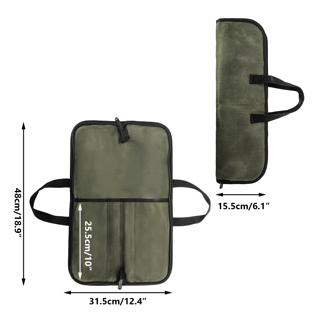 Waxed Canvas Knife Roll Bag Mu - Camping Cooking Organizer 评论和价格