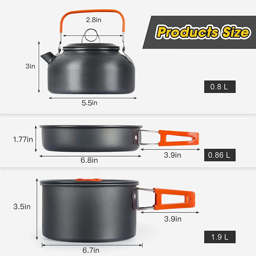 Outdoor camping cooking set, n - Nesting Camping Cooking Set 评论和价格