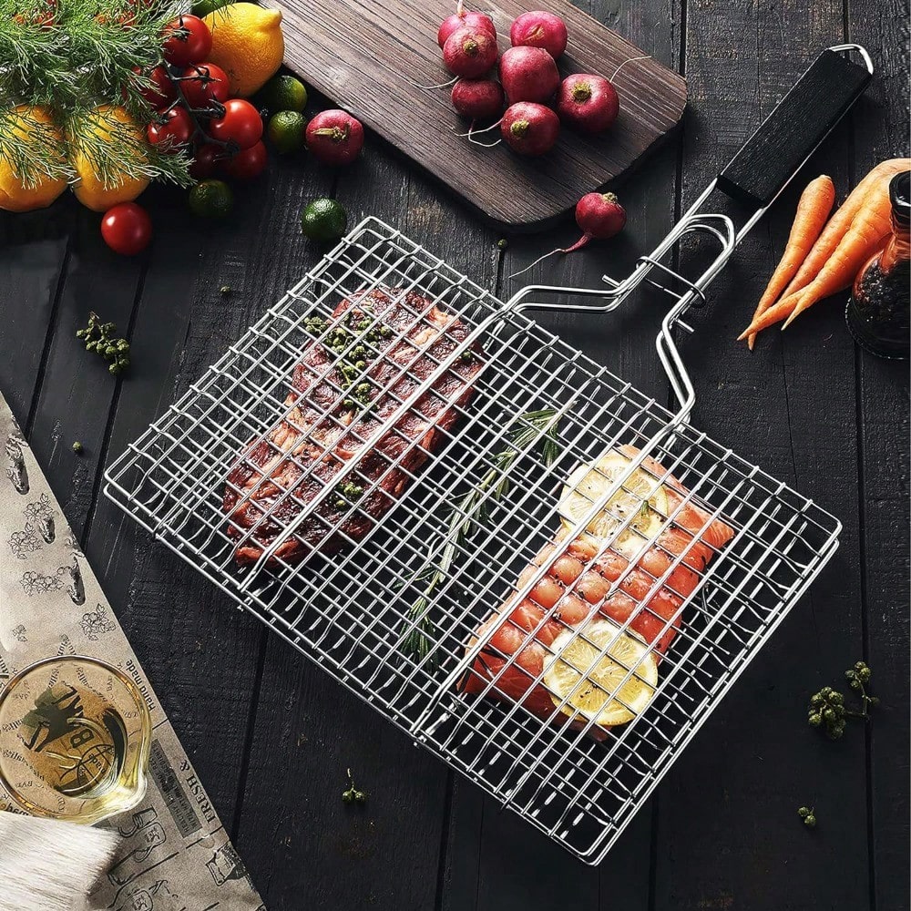 Portable Grilling Basket Foldi - Camping Cooking Basket 评论和价格