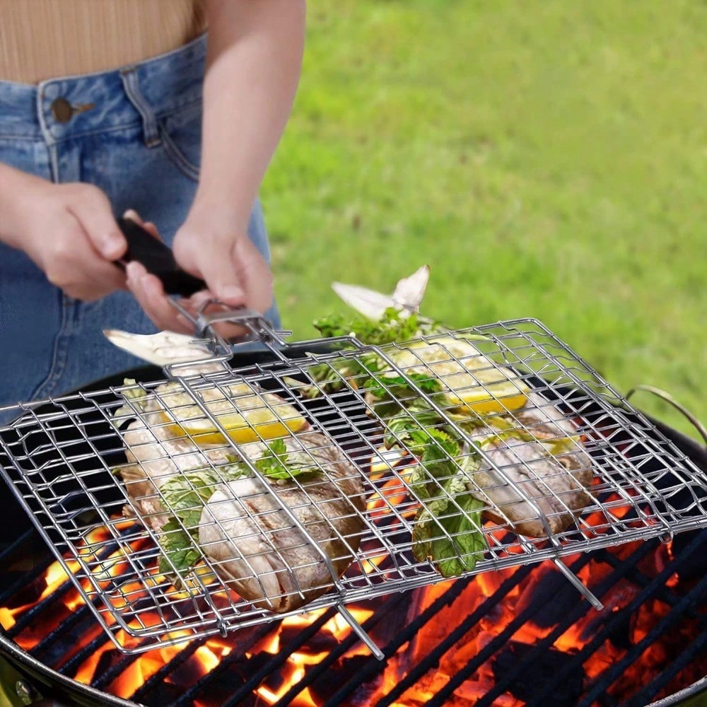 Portable Grilling Basket Foldi - Camping Cooking Basket 评论和价格