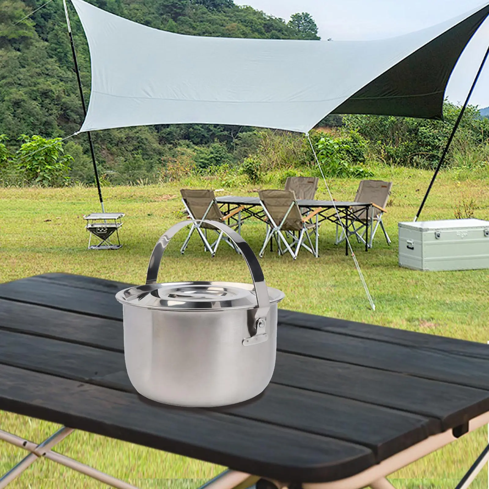 Camping Pot Made of Stainless  - Camping Cooking Pot With Lid 评论和价格