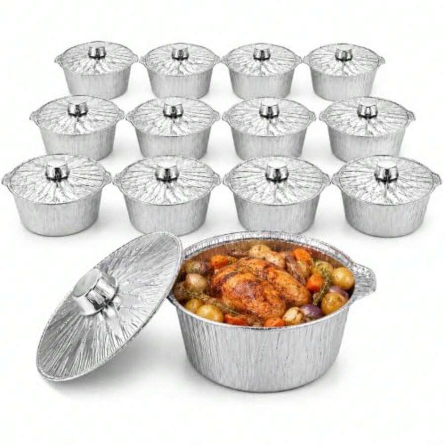 12 Pack Disposable Pot With Li - Camping Cooking Pot With Lid 评论和价格