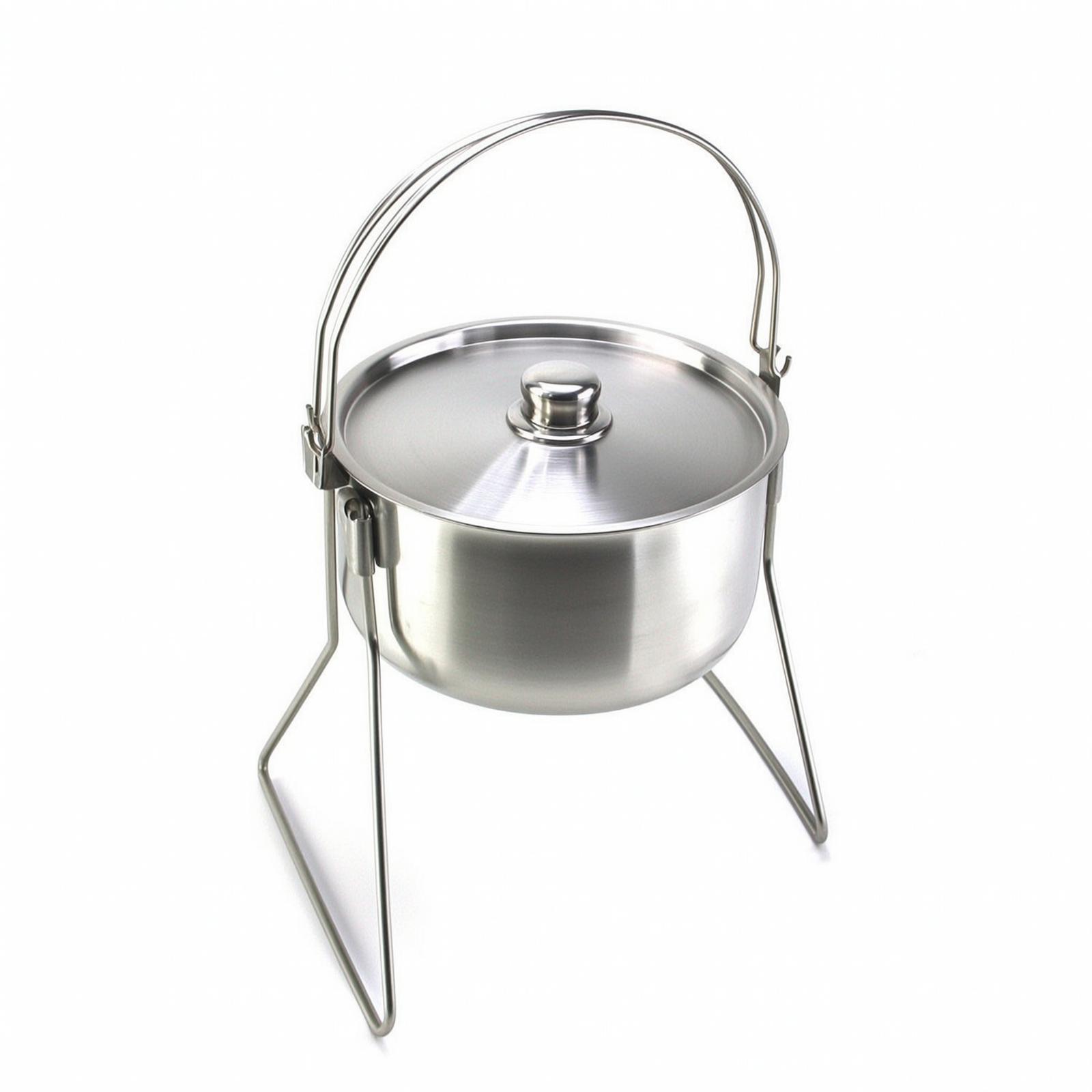 Pot with Tripod Frame Stainles - Camping Cooking Pot With Lid 评论和价格