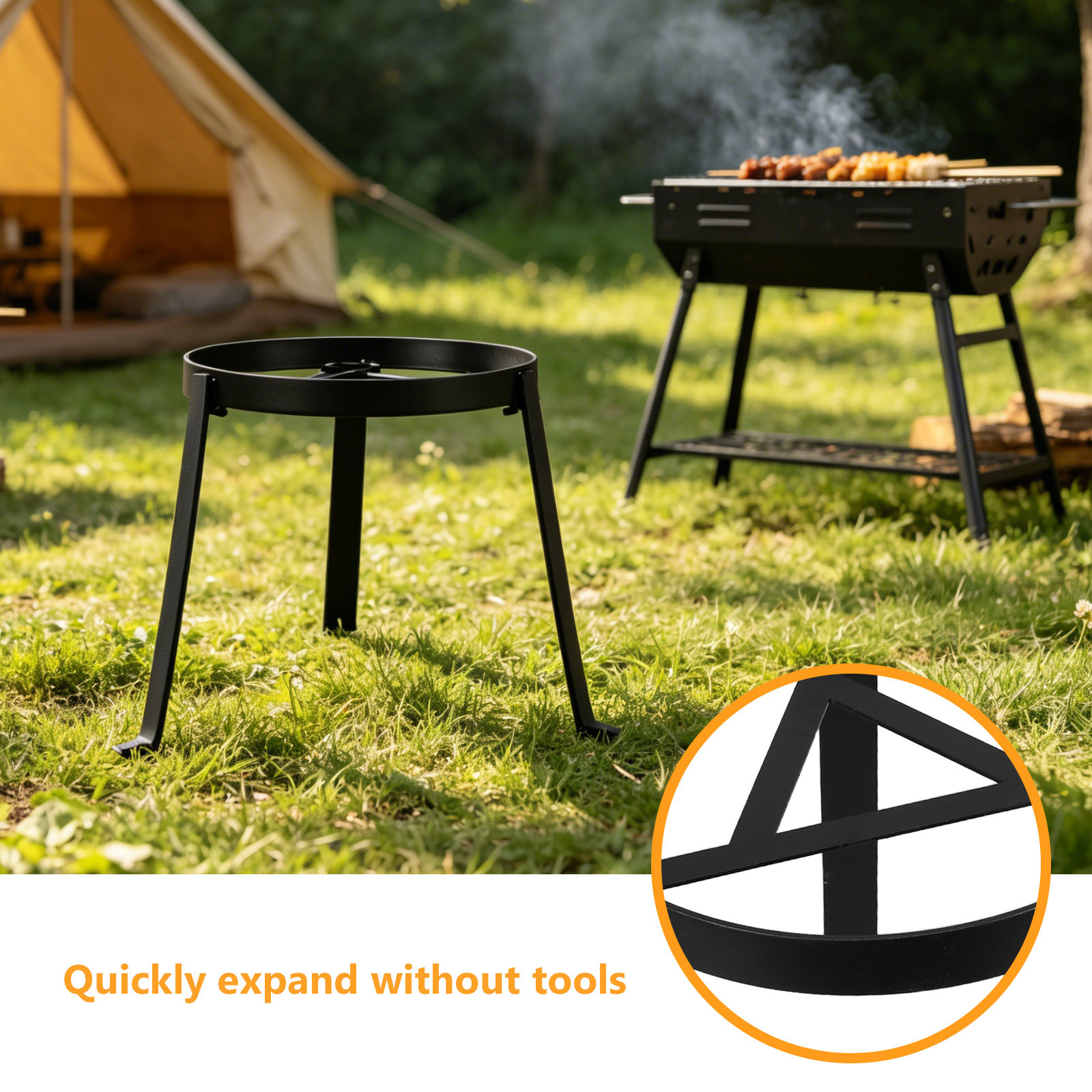 Folding Campfire Tripod Portab - Camping Cooking Over Fire 评论和价格