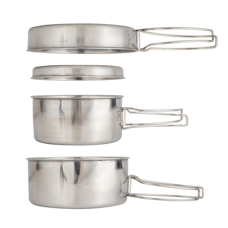 CLS 4pcs/set Stainless Steel C - Nesting Camping Cooking Set 评论和价格