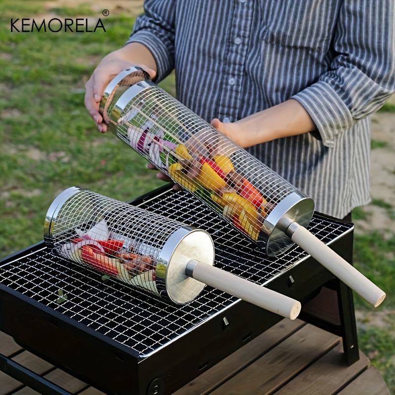 Round Barbecue Grill Basket Se - Camping Cooking Basket 评论和价格