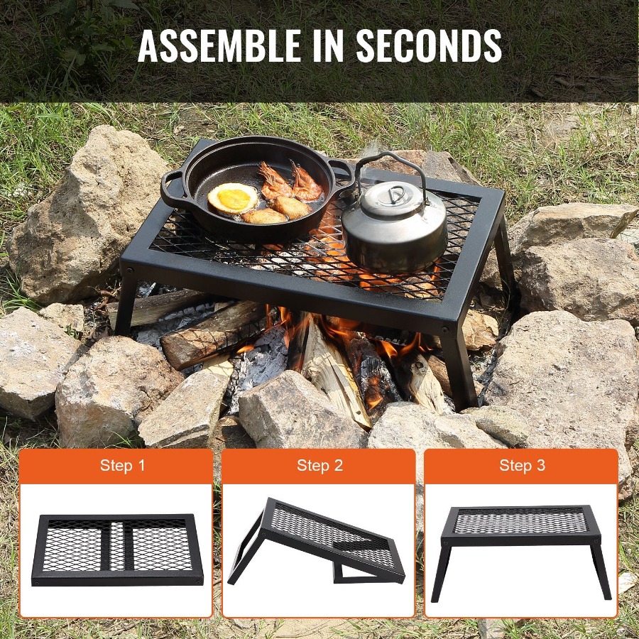 Folding Campfire Grill Heavy D - Camping Cooking Over Fire 评论和价格
