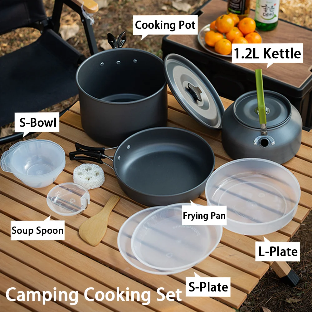 Large Capacity Non-Stick Campi - Nesting Camping Cooking Set 评论和价格