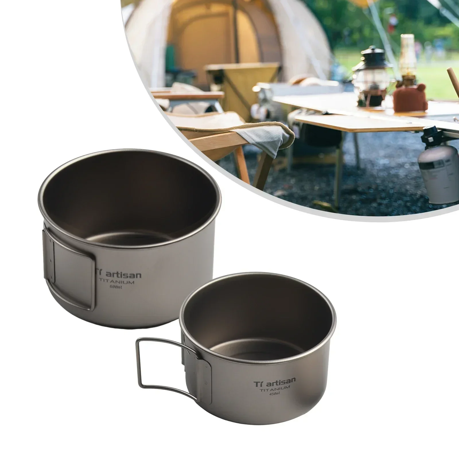 Titanium Bowl With Folding Han - Camping Cooking Pot With Lid 评论和价格