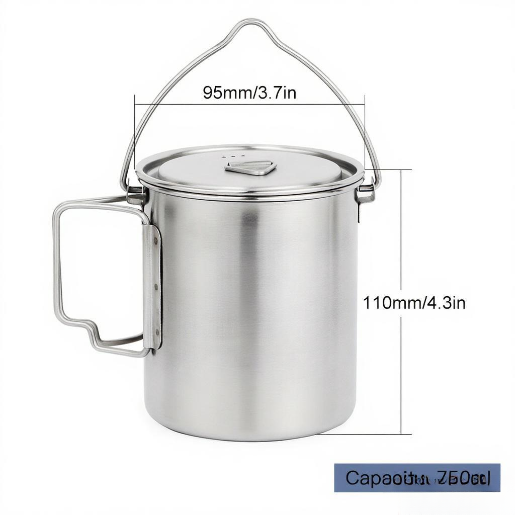 750ml Stainless Steel Pot Port - Camping Cooking Pot With Lid 评论和价格