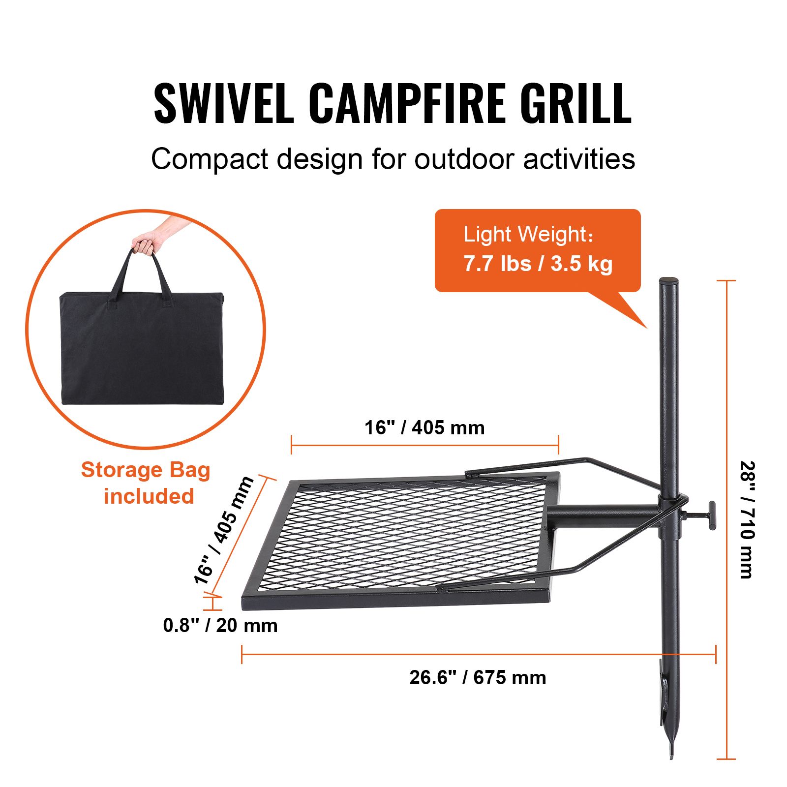 Swivel Campfire Grill, Fire Pi - Camping Cooking Over Fire 评论和价格