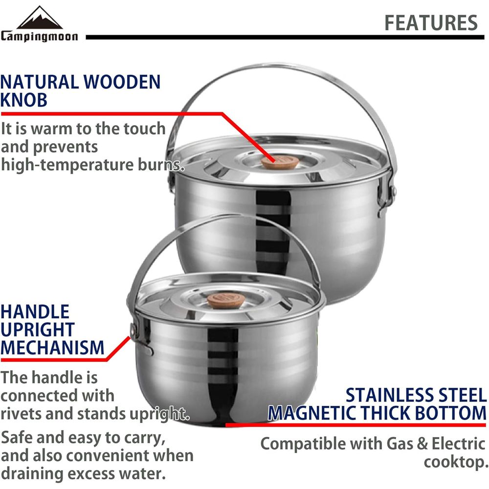 Camping Cookware Set Stainless - Nesting Camping Cooking Set 评论和价格