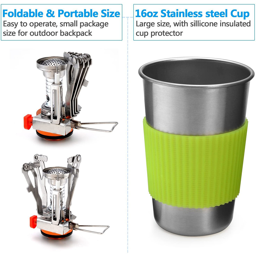 Camping Cookware Kit with Stov - Camping Outdoor Cooking Equipment 评论和价格