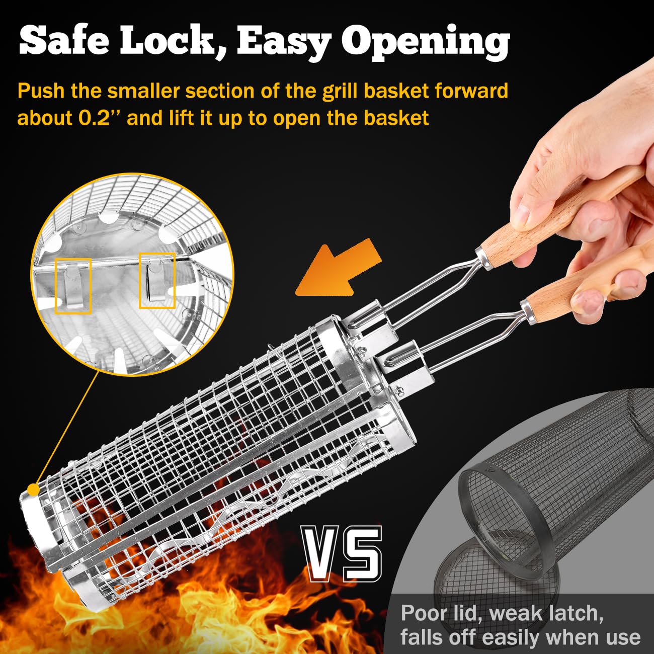 BUYYES Rolling Grill Basket BB - Camping Cooking Basket 评论和价格