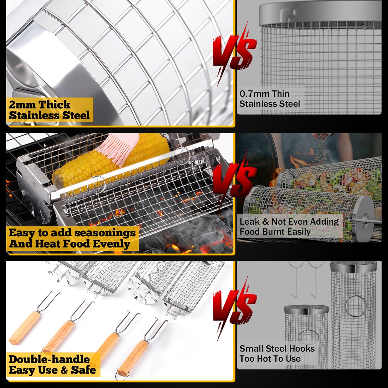 BUYYES Rolling Grill Basket BB - Camping Cooking Basket 评论和价格